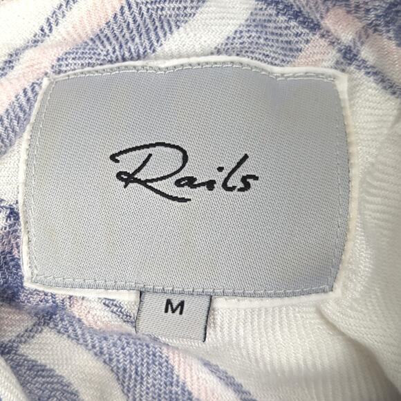 Rails Button Down Women's Shirt Size Medium Hunter White Blush Long Sleeve - Picture 5 of 8